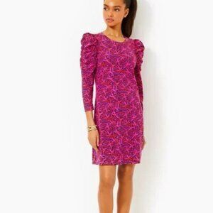 NWT $108 Lilly Pulitzer Steffie Dress in Passion Fruit Pink Star Searching Small